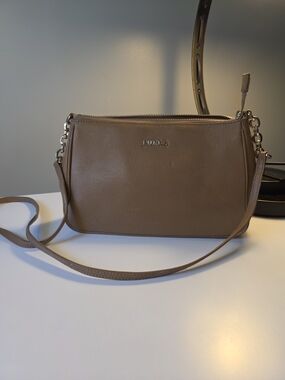 Furla Brown Taupe Crossbody Bag with Gold Hardware